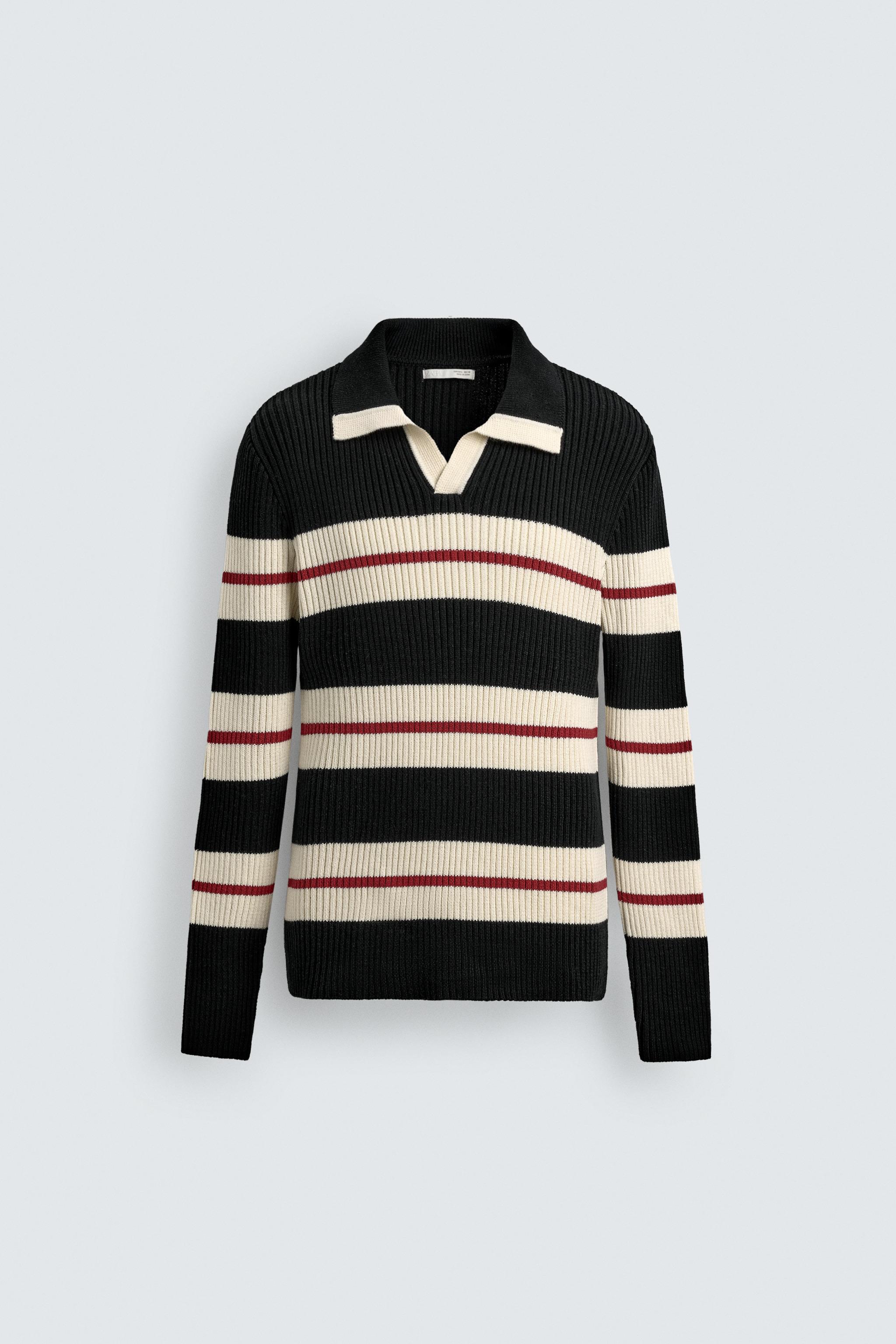 STRIPED JACQUARD KNIT POLO SHIRT